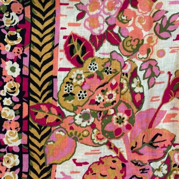 Free People Summer in Tulum Tunic Dress M Pink Combo Ruffle Tie Back - NWT - Picture 6 of 12